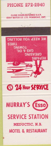 Matchbook Cover - Murray's Esso oil gas Meductic NB Canada