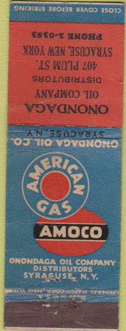 Matchbook Cover - Onondaga Oil Amoco Syracuse NY Federal WORN