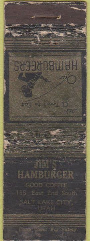 Matchbook Cover - Jim's Hamburger Salt Lake City UT POOR