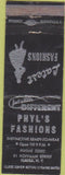 Matchbook Cover - Phyl's Fashions Elmira NY girlie WORN