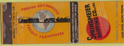 Matchbook Cover - Springmeier Shipping Co Saint Louis MO CREASES