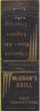 Matchbook Cover - McGraw's Grill NO TOWN wear