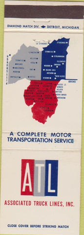 Matchbook Cover - Associated Truck Lines trucking OH IN MI