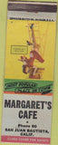 Matchbook Cover - Margaret's Cafe San Jaun Bautista CA pinup girlie back
