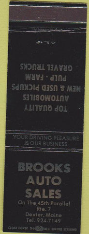 Matchbook Cover - Brooks Auto Sales Dexter ME