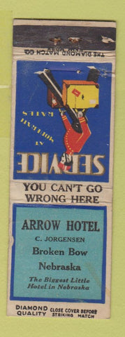 Matchbook Cover - Arrow Hotel Broken Bow NE WEAR DQ