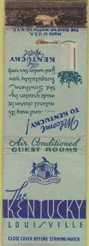 Matchbook Cover - The Kentucky Hotel Louisville KY