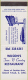 Matchbook Cover - Wilson's Restaurant Sioux Falls SD