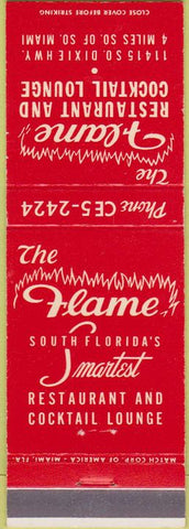 Matchbook Cover - Flame Restaurant Miami FL