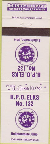 Matchbook Cover - Elks Club Bellefontaine OH