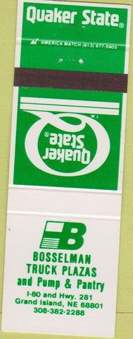 Matchbook Cover - Bosselman oil gas Grand Island NE Quaker State