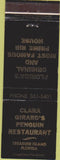 Matchbook Cover - Clara Girard's Penguin Restaurant Treasure Island FL
