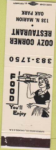 Matchbook Cover - Cozy Corner Restaurant Oak Park IL