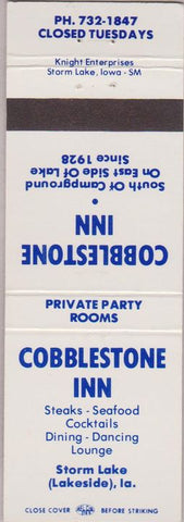 Matchbook Cover - Cobblestone Inn Storm Lake IA