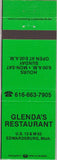 Matchbook Cover - Glenda's Restaurant Edwardsburg MI