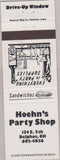 Matchbook Cover - Hoehn's Party Shop Delphos OH
