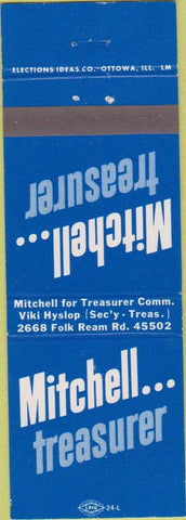 Matchbook Cover - Mitchell Treasureer Ottowa IL?