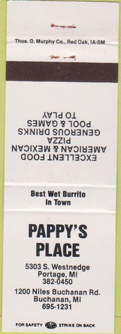 Matchbook Cover - Pappy's Place Portage Buchanan MI