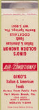 Matchbook Cover - Gino's Italian Food Fort Myers Beach FL