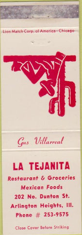 Matchbook Cover - La Tejanita Mexican Food Arlington Heights IL