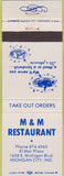 Matchbook Cover - M and M Restaurant Michigan City IN