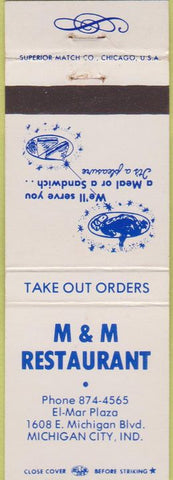 Matchbook Cover - M and M Restaurant Michigan City IN