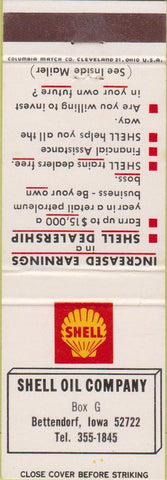 Matchbook Cover - Shell Oil Co Bettendorf IA