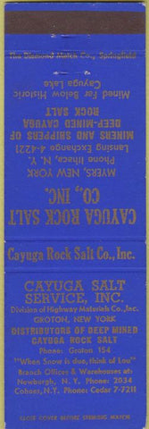 Matchbook Cover - Cayuga Rock Salt Inc Ithaca NY