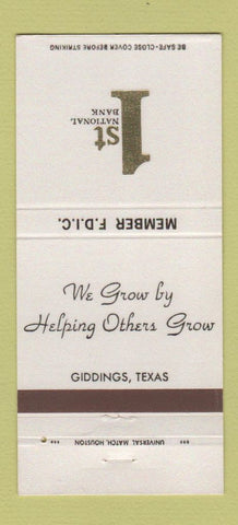 Matchbook Cover - 1st National Bank Giddings TX 30 Strike