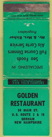 Matchbook Cover - Golden Restaurant Gorham NH WEAR