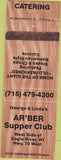 Matchbook Cover - Arber Supper Club Eagle River WI