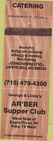 Matchbook Cover - Arber Supper Club Eagle River WI