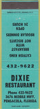 Matchbook Cover - Dixie Restaurant Pensacola FL
