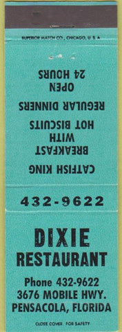 Matchbook Cover - Dixie Restaurant Pensacola FL