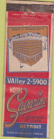 Matchbook Cover - Hotel Savarine Detroit MI WORN Arrow