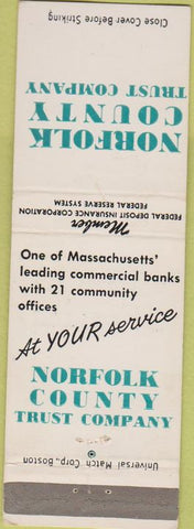 Matchbook Cover - Norfolk County Trust MA chain