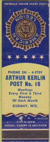 Matchbook Cover - American Legion Cudahy WI
