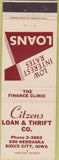 Matchbook Cover - Citizens Loan Sioux City IA