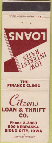 Matchbook Cover - Citizens Loan Sioux City IA