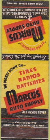 Matchbook Cover - Marcus Auto Supply Stockton CA