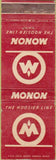 Matchbook Cover - Monon Hoosier Line Railroad