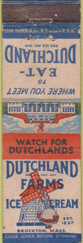 Matchbook Cover - Dutchland Farms Ice Cream Brockton MA