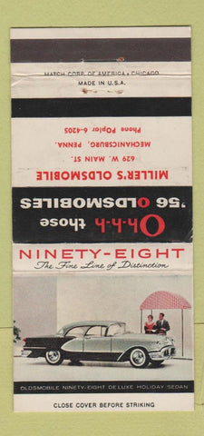 Matchbook Cover - 1956 Oldsmobile Miller's Mechanicsburg PA WEAR 30 Strike