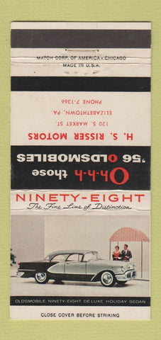 Matchbook Cover - 1956 Oldsmobile HS Risser Elizabethtown PA 30 Strike
