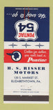 Matchbook Cover - 1954 Pontiac HS Risser Elizabethtown PA 30 Strike