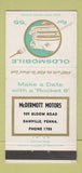 Matchbook Cover - 1955 Oldsmobile McDermott Danville PA WEAR 30 Strike