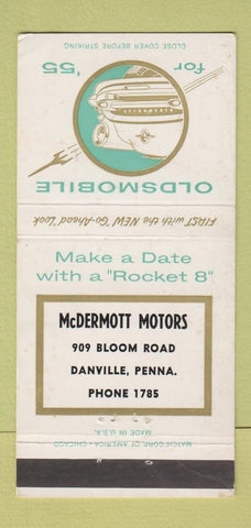 Matchbook Cover - 1955 Oldsmobile McDermott Danville PA WEAR 30 Strike