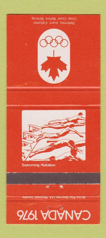 Matchbook Cover - 1976 Olympics Canada Swimming ORANGE 30 Strike