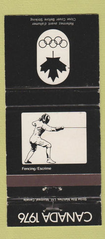 Matchbook Cover - 1976 Olympics Canada Fencing BLACK WEAR 30 Strike