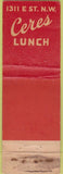 Matchbook Cover - Earle Restaruant Washington DC Federal
